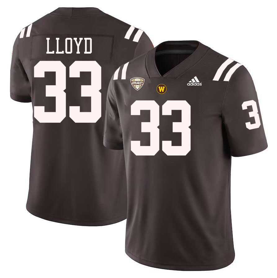 #33 Joshua Lloyd Western Michigan Broncos College Football Jerseys Stitched-Brown